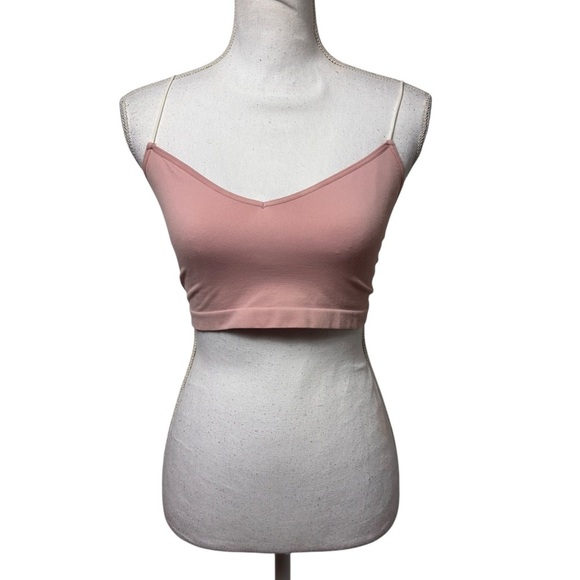FREE PEOPLE INTIMATELY MEDIUM/LARGE PINK WHITE STRETCHY BRA - Picture 1 of 3